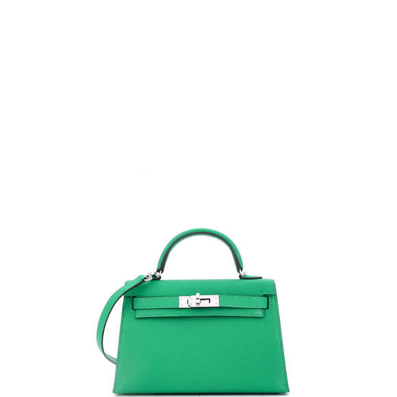 Hermes Kelly 20 Green Chevre Mysore with Palladium Hardware - Picture 1 of 8